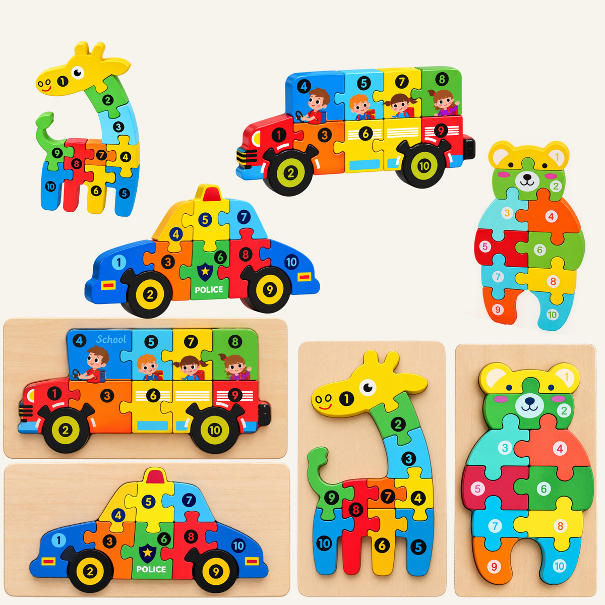 Montessori 3D Number Puzzle Boards – Wooden Learning Puzzles