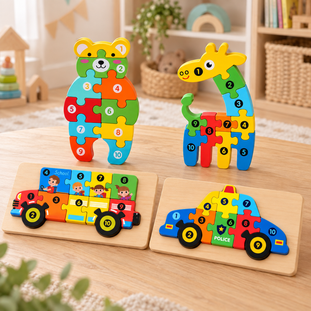 Montessori 3D Number Puzzle Boards – Wooden Learning Puzzles