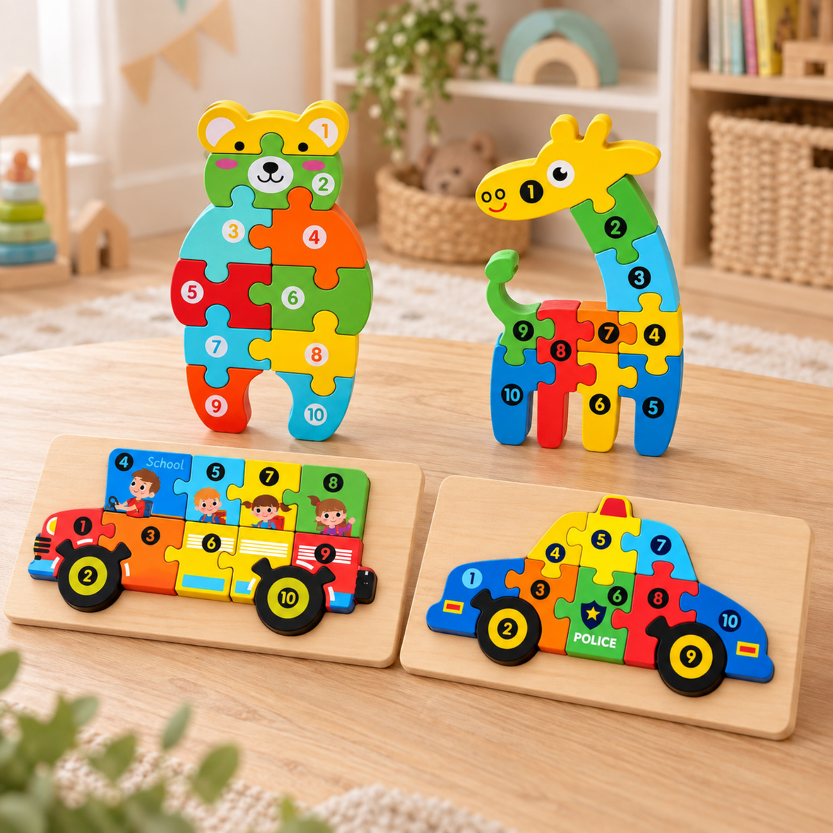 Montessori 3D Number Puzzle Boards – Wooden Learning Puzzles