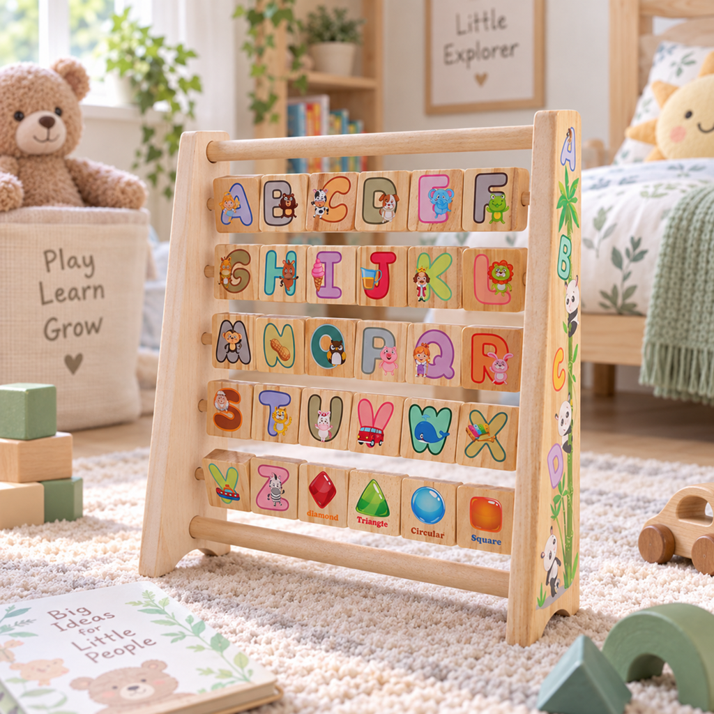 Wooden Alphabet Abacus Learning Flip Board
