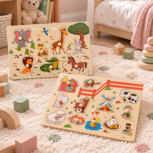 Big Adventure Montessori Wooden Peg Puzzle Boards