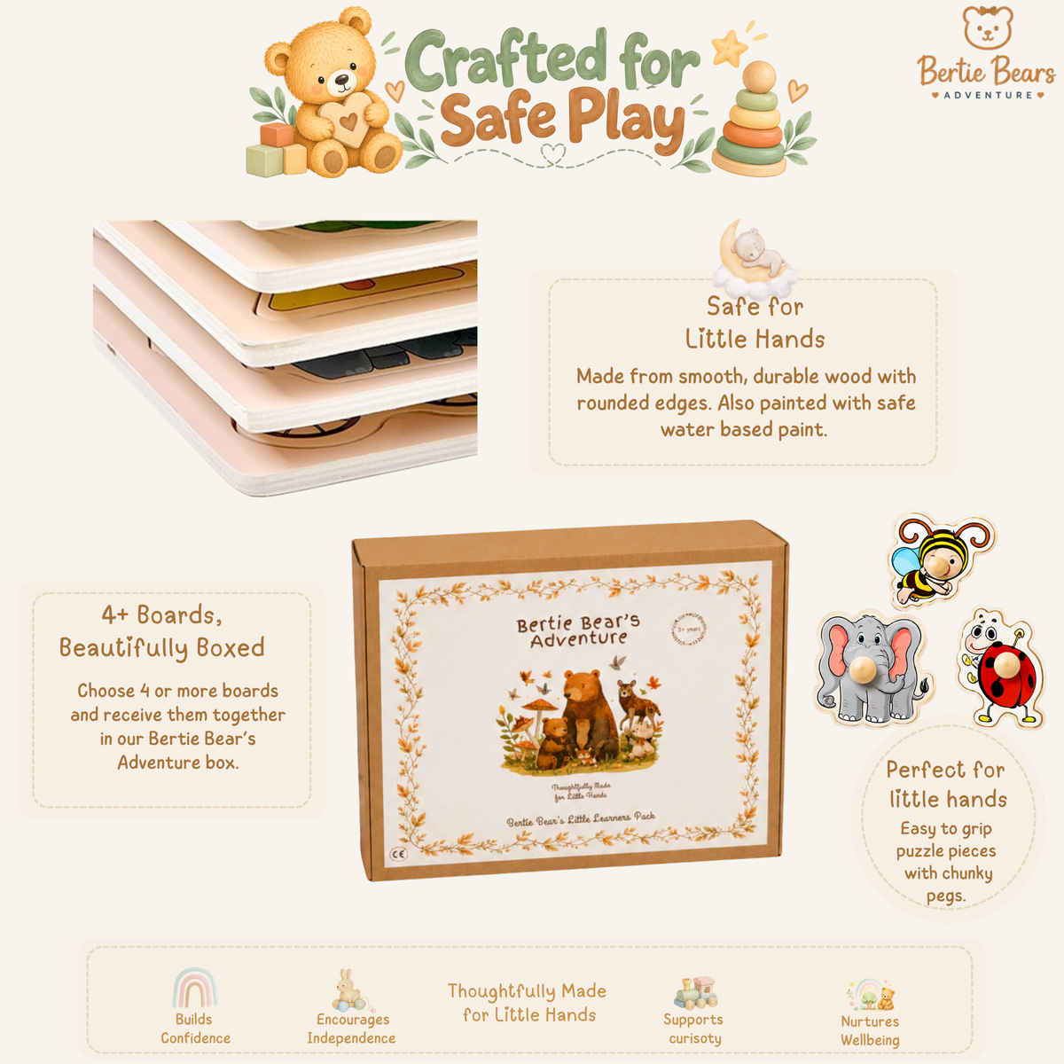 Big Adventure Montessori Wooden Peg Puzzle Boards