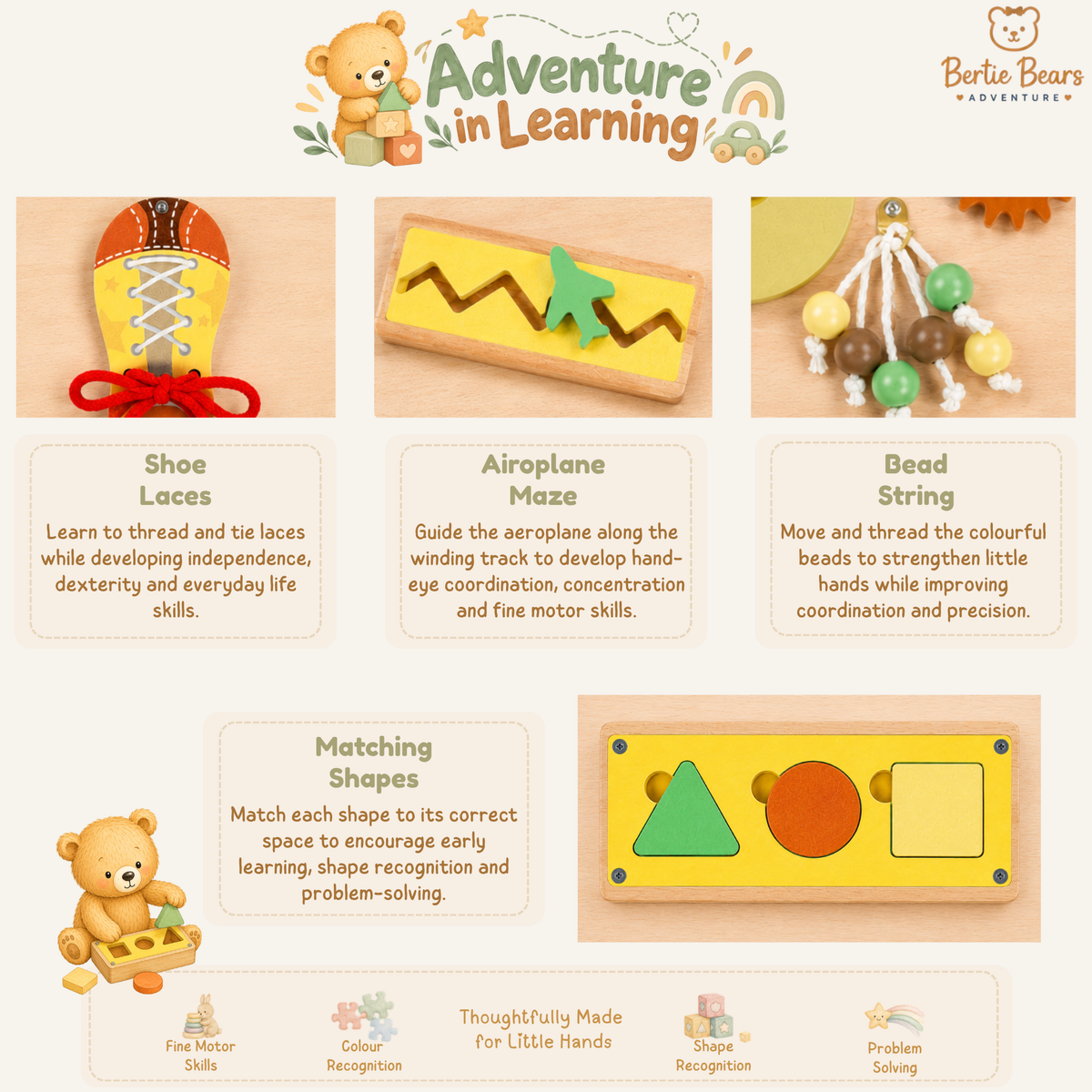 Montessori Wooden Busy Board – Sensory Activity & Learning Toy