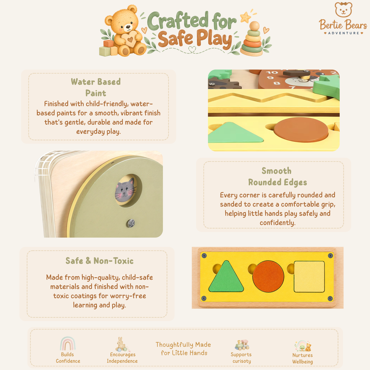 Montessori Wooden Busy Board – Sensory Activity & Learning Toy