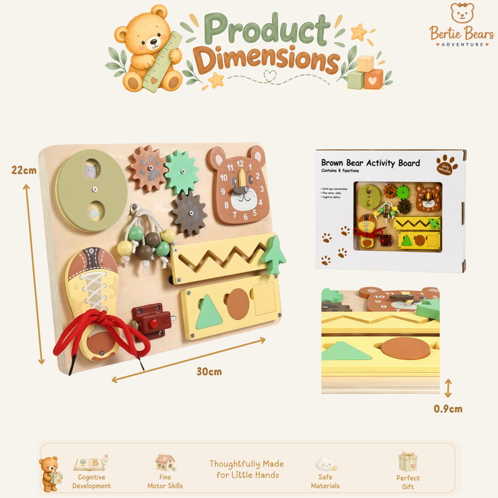 Montessori Wooden Busy Board – Sensory Activity & Learning Toy