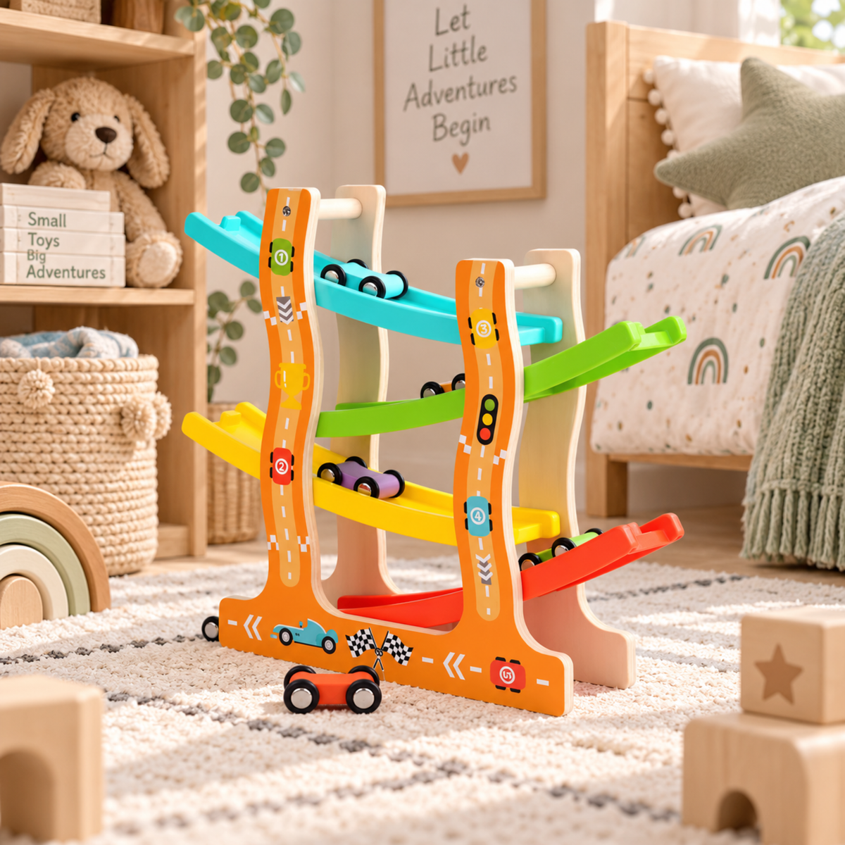 Wooden Gliding Ladder Car Track
