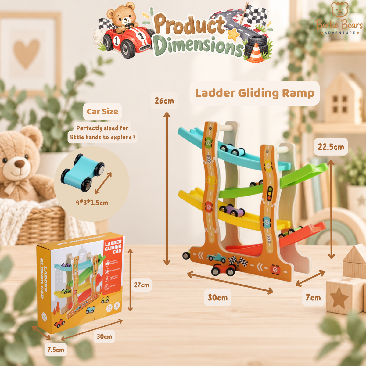 Wooden Gliding Ladder Car Track