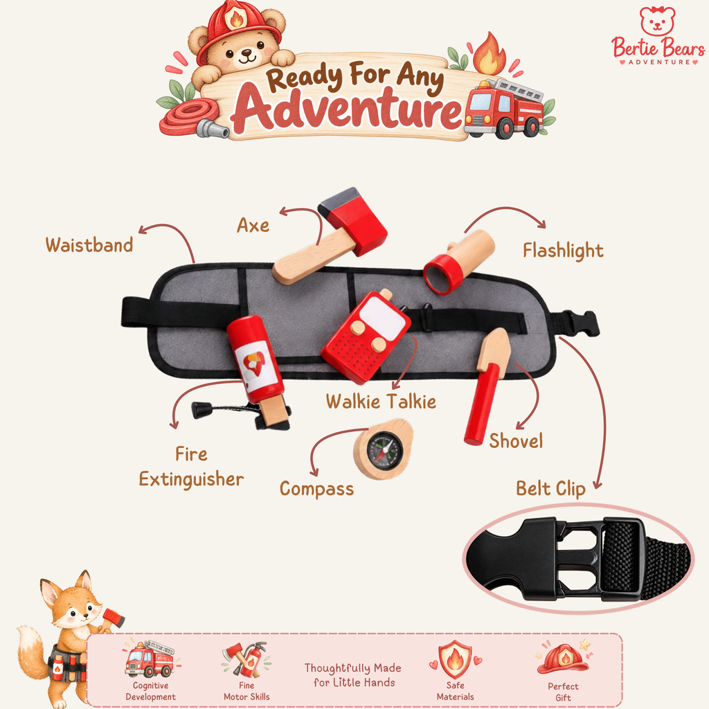 Wooden Firefighter Role Play Set – Montessori Pretend Play Toy