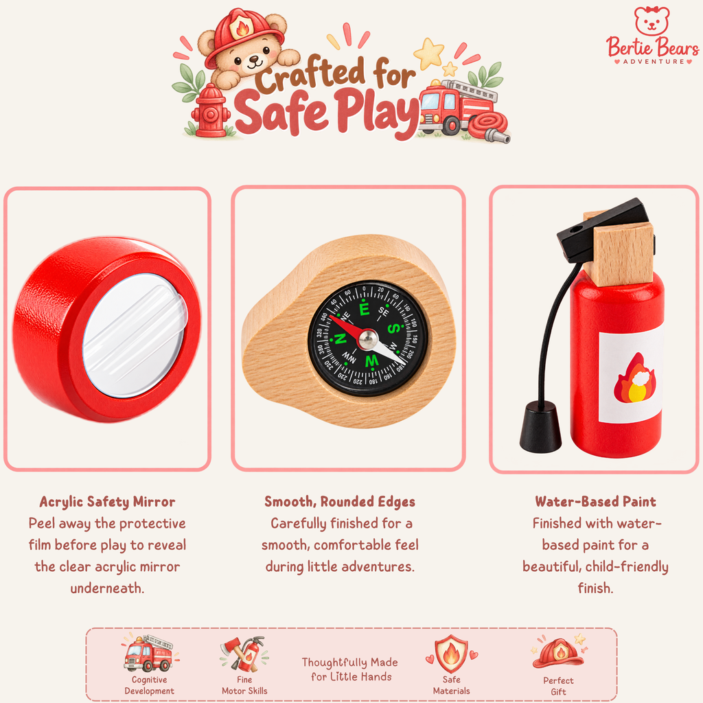 Wooden Firefighter Role Play Set – Montessori Pretend Play Toy