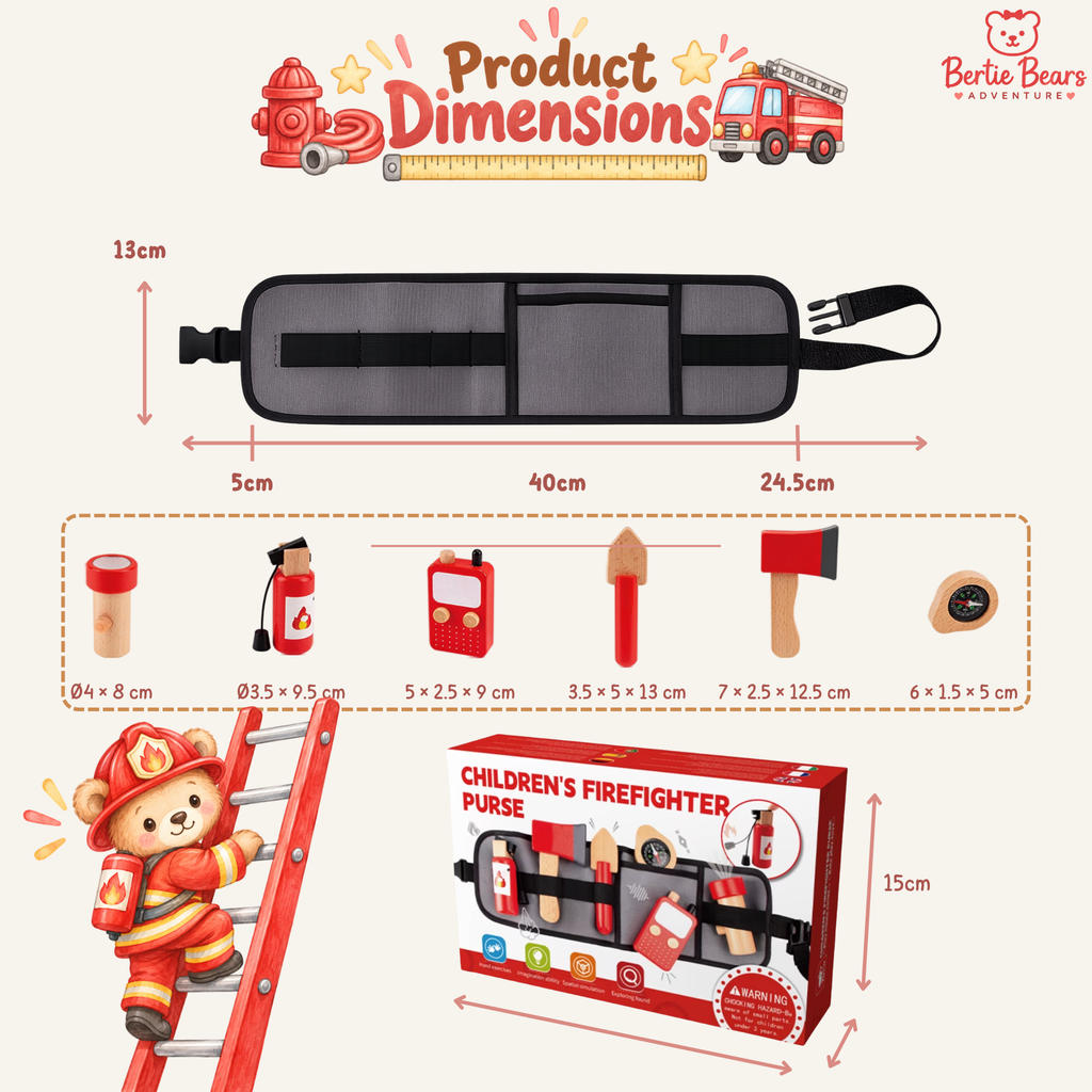 Wooden Firefighter Role Play Set – Montessori Pretend Play Toy