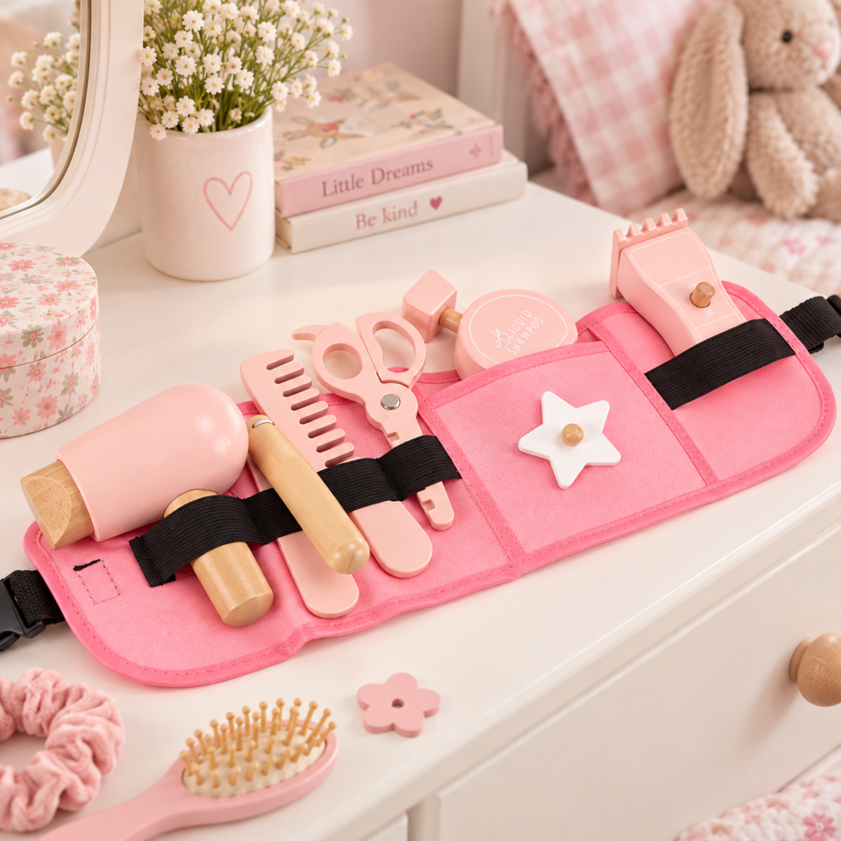Montessori Wooden Hairdresser Role Play Set – Pretend Play Toy