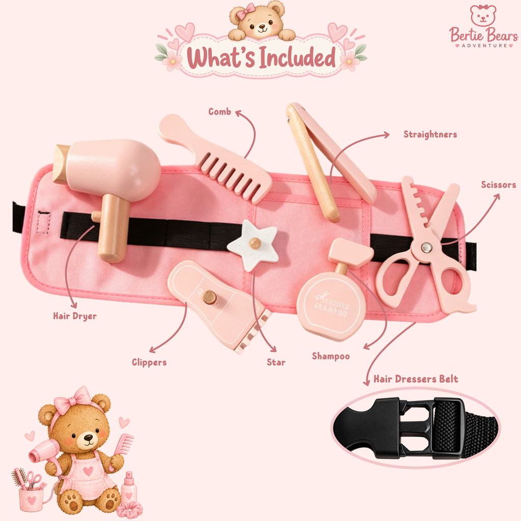 Montessori Wooden Hairdresser Role Play Set – Pretend Play Toy