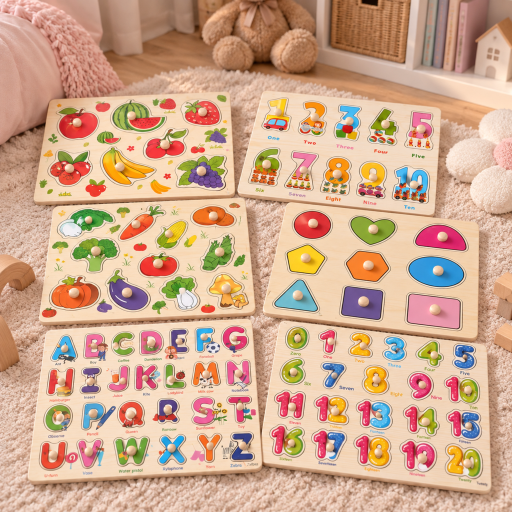 Little Learners Wooden Peg Puzzles – Choose Your Designs