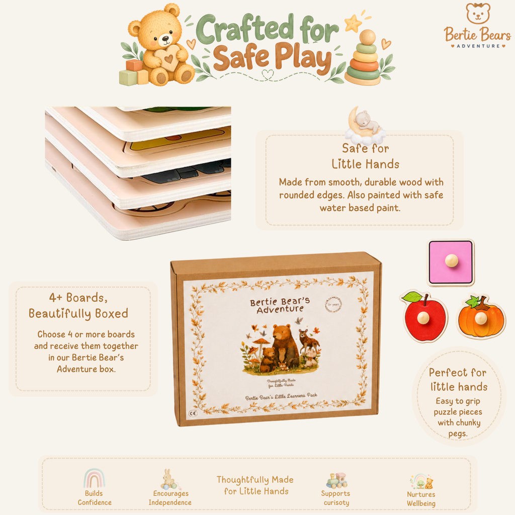 Little Learners Wooden Peg Puzzles – Choose Your Designs