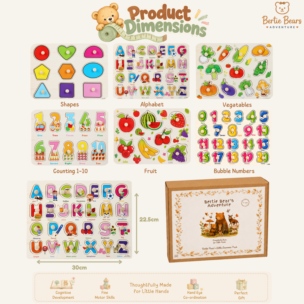 Little Learners Wooden Peg Puzzles – Choose Your Designs