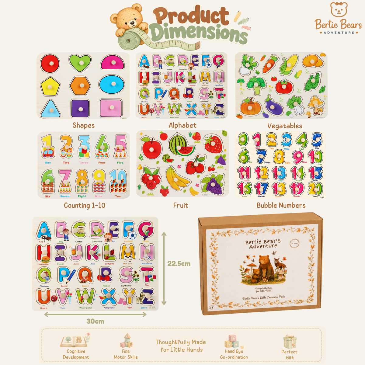 Little Learners Wooden Peg Puzzles – Choose Your Designs