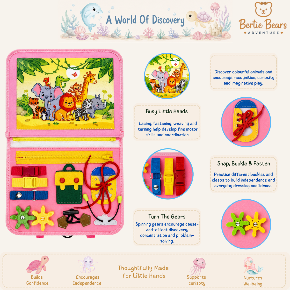 Mermaid Busy Board Quiet Book – Montessori Sensory Toy