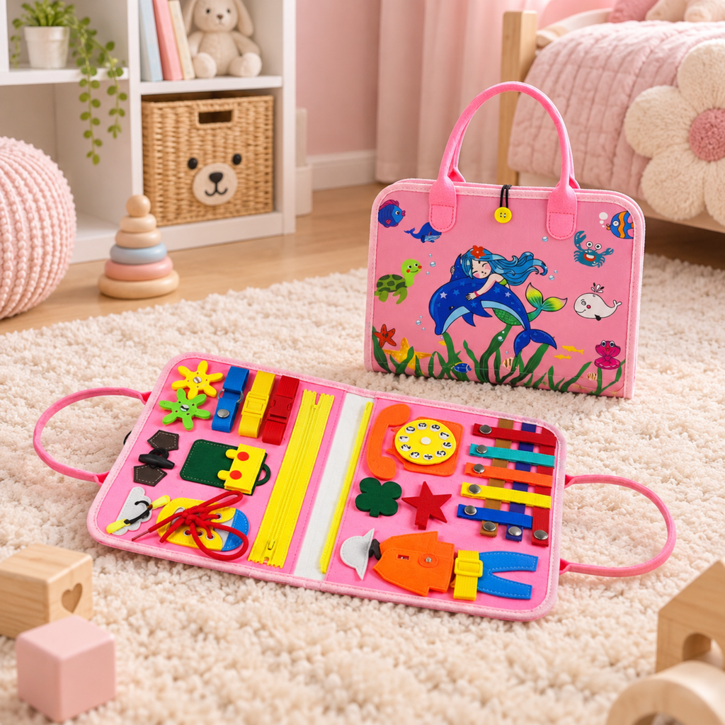 Mermaid Busy Board Quiet Book – Montessori Sensory Toy