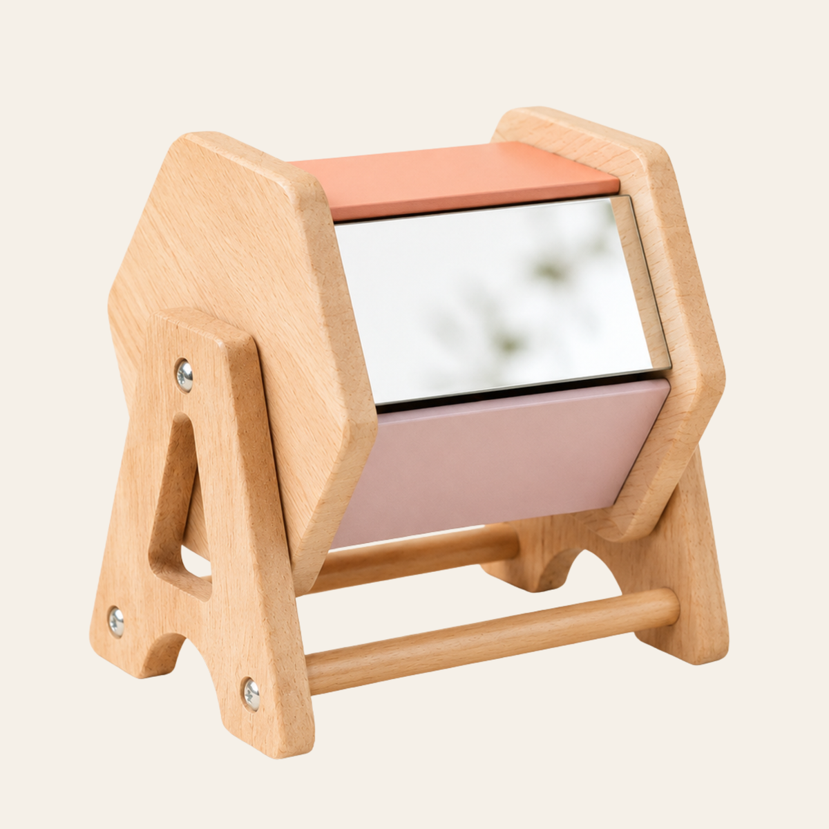Montessori Wooden Rotating Sensory Drum with Mirror – Musical & Colour Discovery Toy