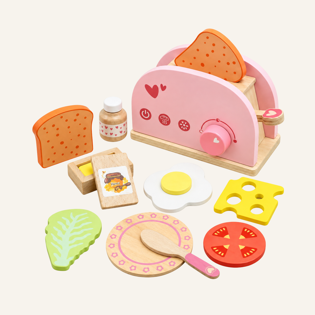 Wooden Toaster & Breakfast Role Play Set | Pretend Play Kitchen Toy