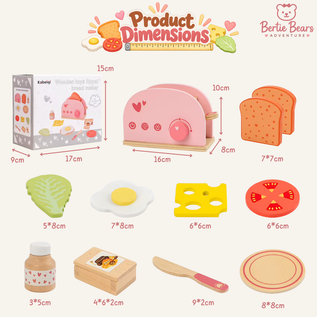 Wooden Toaster & Breakfast Role Play Set | Pretend Play Kitchen Toy