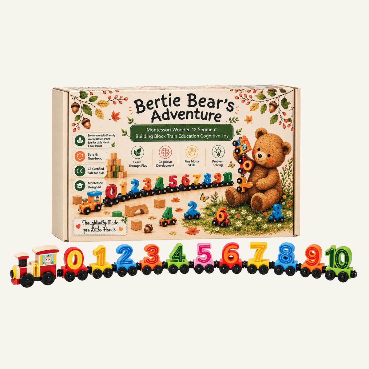Montessori Wooden Number Train | Magnetic Counting Toy 0–10