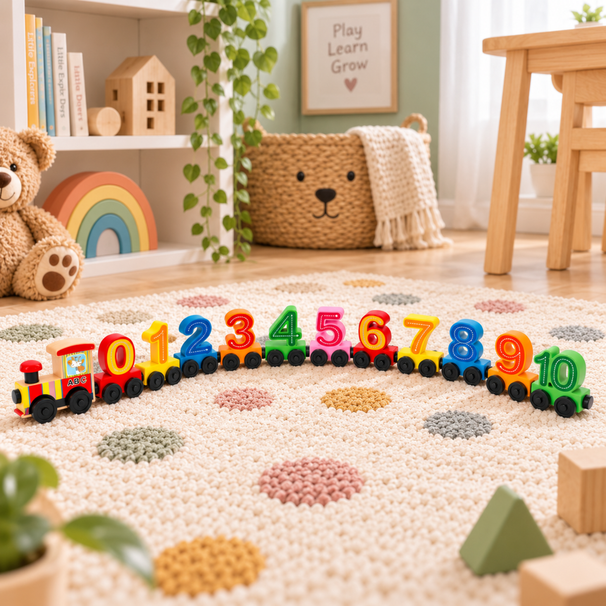 Montessori Wooden Number Train | Magnetic Counting Toy 0–10