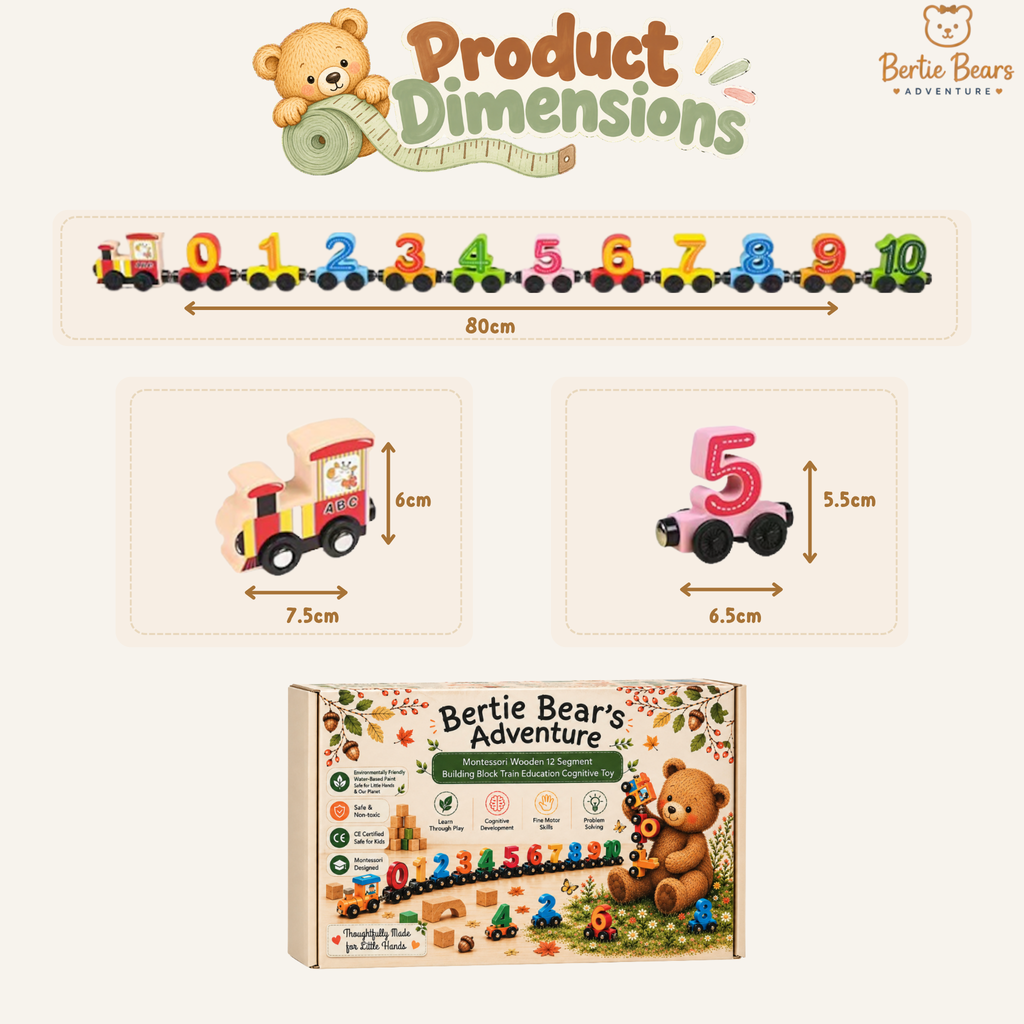 Montessori Wooden Number Train | Magnetic Counting Toy 0–10