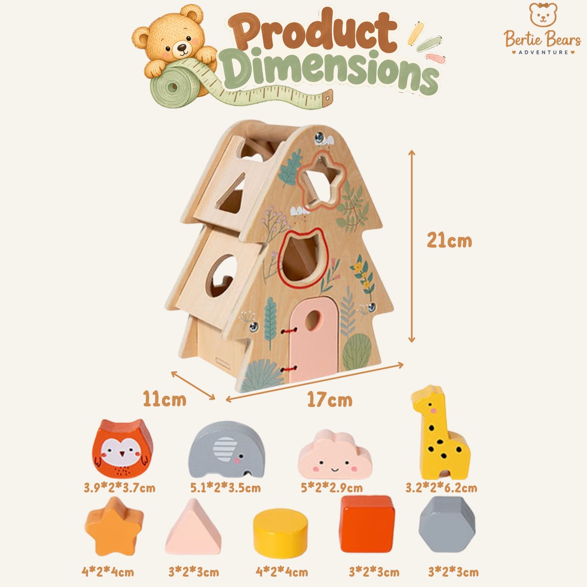 Montessori Wooden Tree House Shape Sorter & Activity Toy